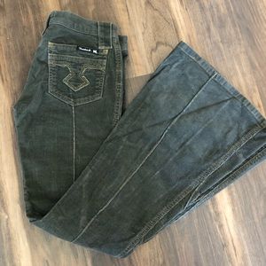 Frankie B olive green super flare corduroy pants